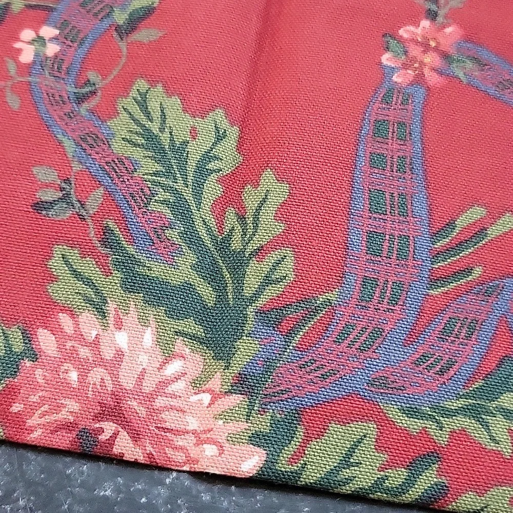 Ralph Lauren Christmad Red Green 100% Cotton Napkin Dish Towel Square 19